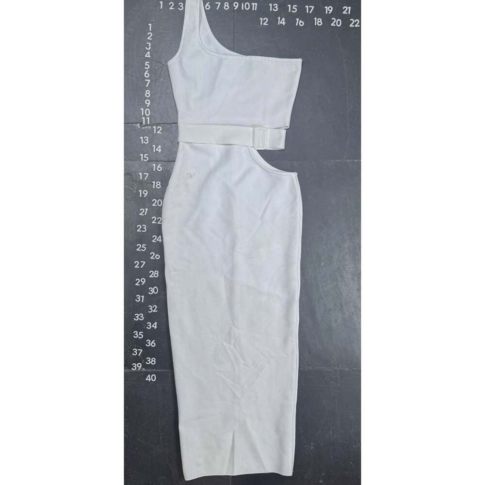 Fashion Nova White One Shoulder Cutout Belted Midi Dress Size S - Picture 2 of 6